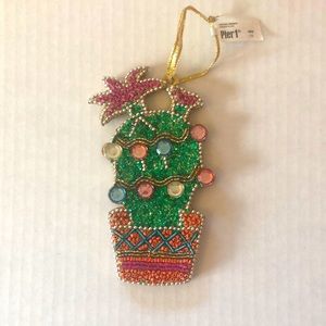 Pier One sparkly Cactus Christmas ornament 3.5 x 5 inches